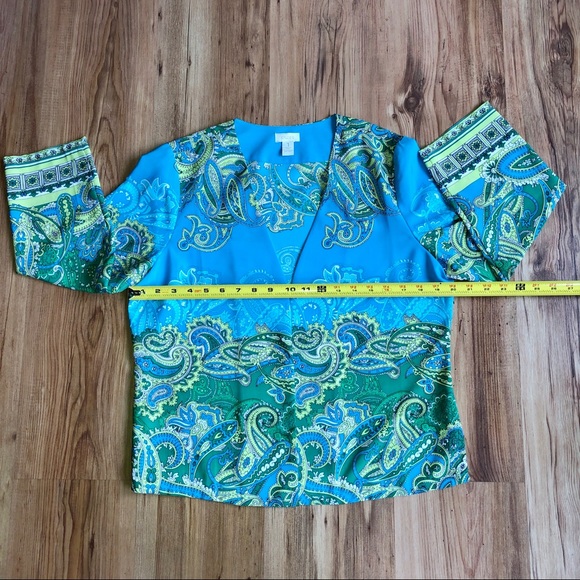 CHICOS Topper Open Front Cardigan Blazer Wrap Paisley Floral Medium Size 1 Women - Picture 6 of 13